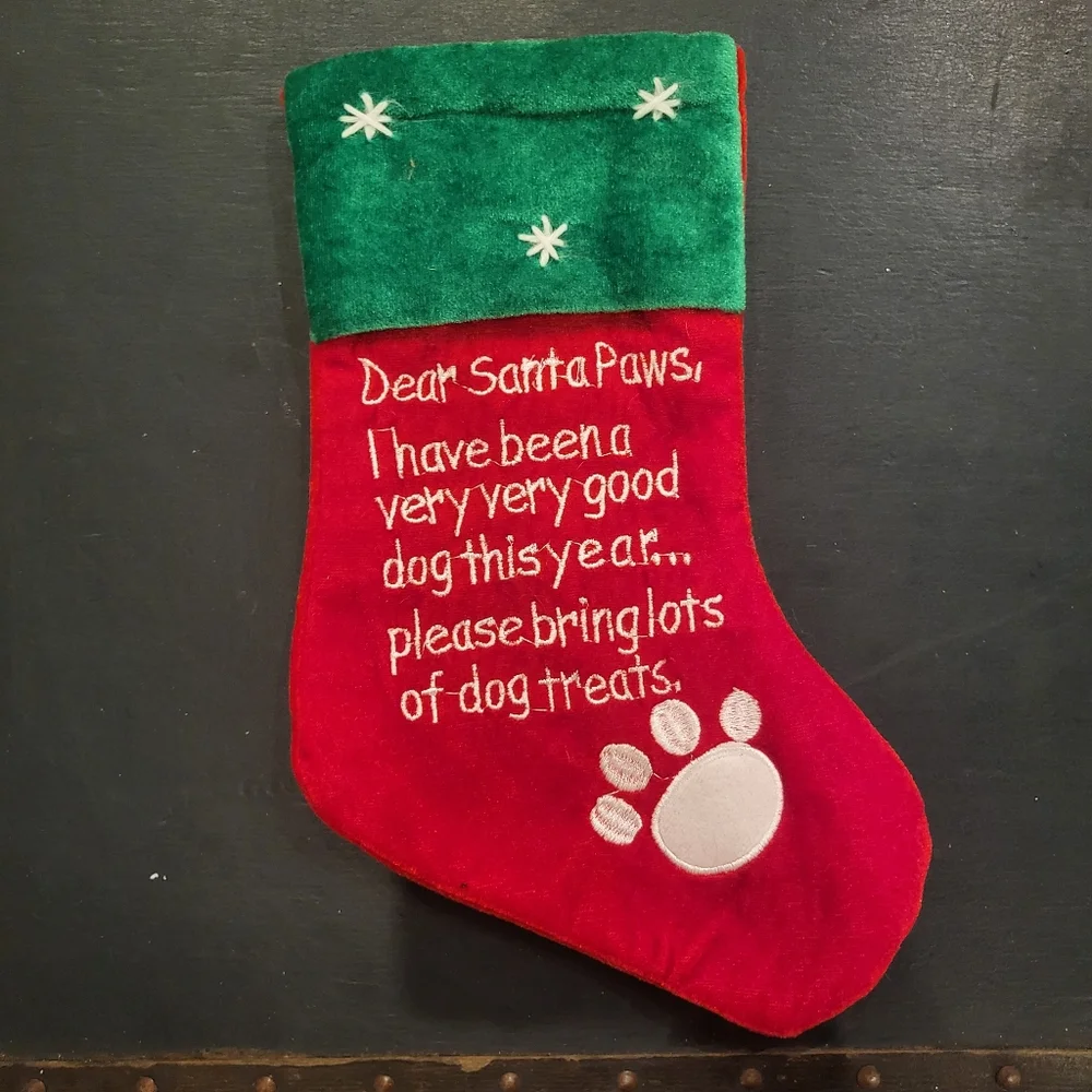 Santa Paws Dog Christmas Stocking Set of 2 - Green and Red Santa